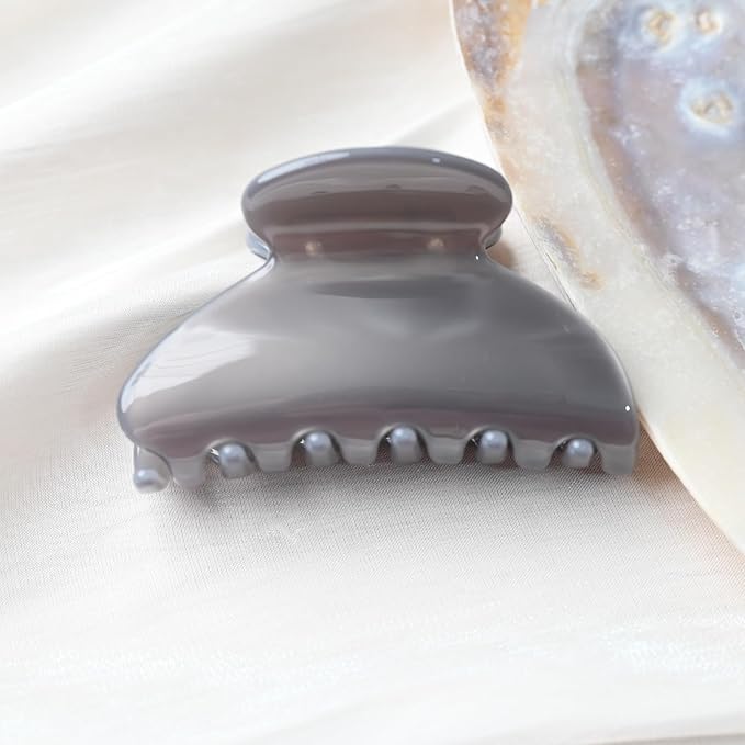Handmade Celluloid Acetate French Design Barrettes Tortoise Shell Claws Hair Claw Luxury Fashion Accessories Hair Clip for Women (silver grey)