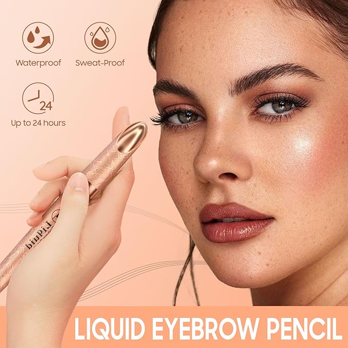 Eyebrow Pen - Upgraded 3D Liquid Eye Brow Microblading Pencil With Micro 4 Point Lift & Brow Pen Snatch, Long-Lasting Waterproof (Light Brown)