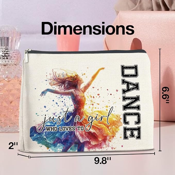 Makeup Bag Dance Lovers Gifts for Women Dancer Teacher, Just a Girl Who Loves Dance Cosmetic Bag Zipper Makeup Pouch