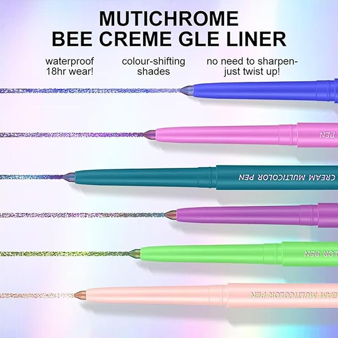 Purple Pink Eyeliner Chameleon Metallic Glitter Eyeliner Pen Multicolor Cream Shimmer Glitter Smooth Eyeshadow Stick Waterproof Long Lasting Eye liner Pencil,Party Stage Use # 03