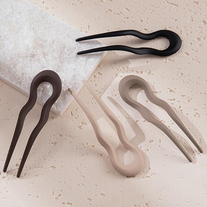 Sunolga 8PCS French Hair Pins for Thick Hair, Fashion French Pins Hair Styling, Matte French Hairpin for Women Fine Hair Accessories, French Twist Pin Wavy U Shaped Holiday Gifts