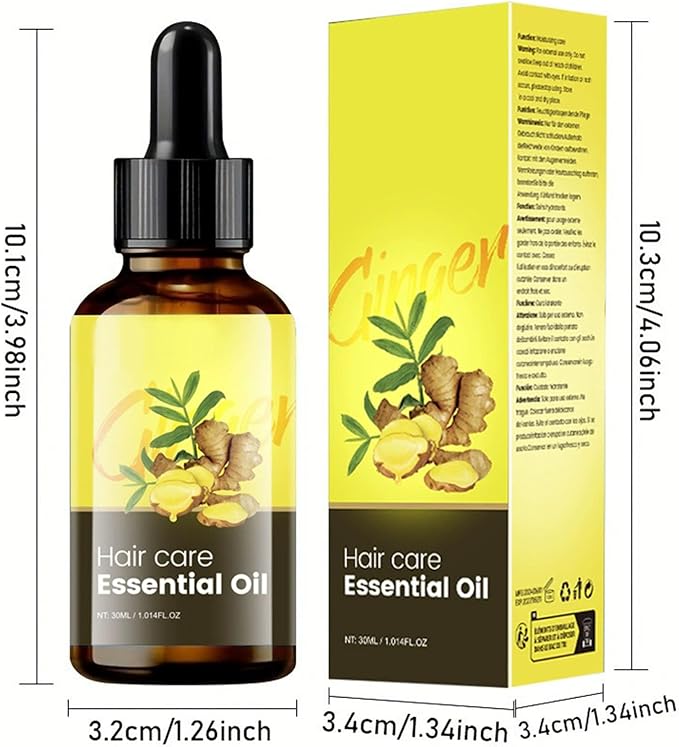 Ginger Essential Oil with Natural Ginger Extract,Hair Essence Oil for Frizzy & Dry, Hydration and Nutrition, Hair Styling serum for Damaged Hair & Split Ends 1.06 oz