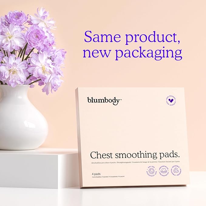 BLUMBODY Chest Wrinkle Pads – Anti-Wrinkle Silicone Patches Skin Firming, Smoothing – Reusable Overnight Chest Patches – Anti-Aging Crepe Erase Pads – Neck, Décolleté (2-Month Supply)
