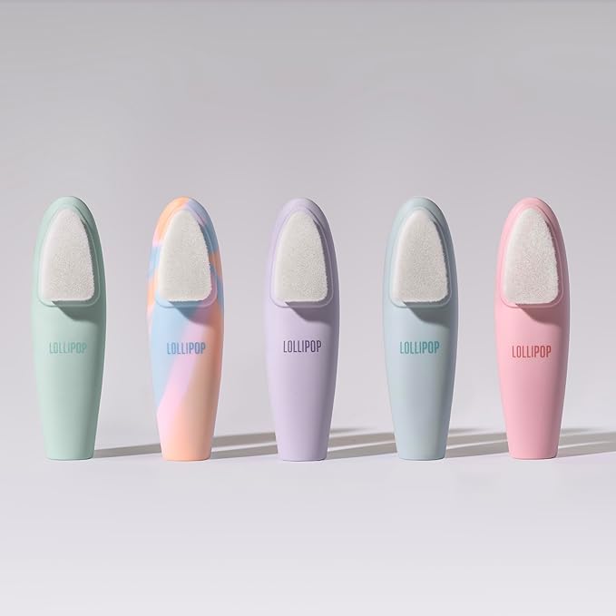 LOLLIPOP Dual-Sided Facial Cleansing Brush | Handle Size Silicone Face Exfoliator and Soft Fiber Cleanser | Manual Face Scrubber for Pores, Makeup Removal, Blackhead and Skincare Routine, Bubblegum