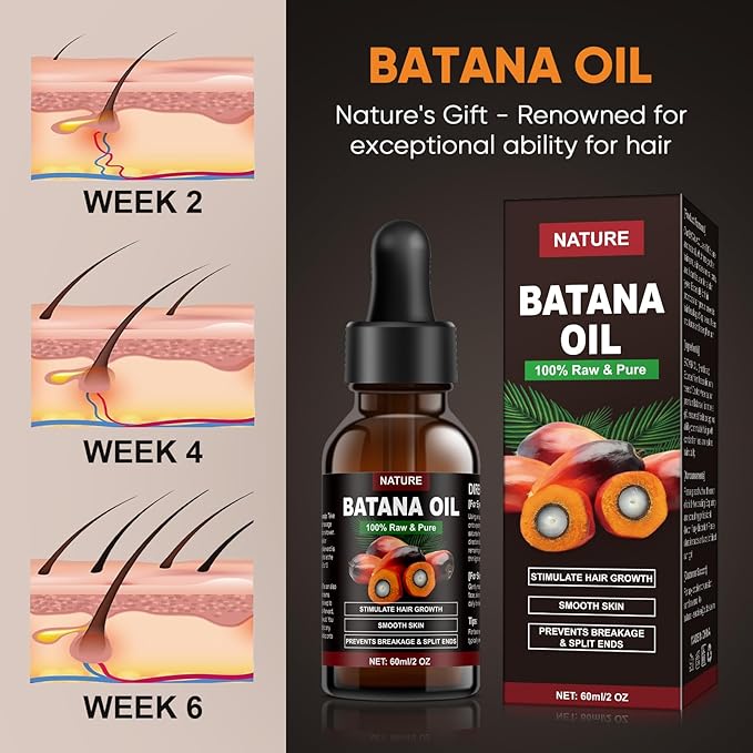 Batana Oil for Hair Growth - Organic, Unscented, Clear Oil for All Hair Types - Enhances Radiance & Nourishment
