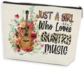 Azteoiz Country Music Lover Gift Guitar Gifts Musical Makeup Bag Singer Travel Pouch Friendship Christmas Birthday Graduation Gifts for Women Her Daughter Just A Girl Who Loves Country Music