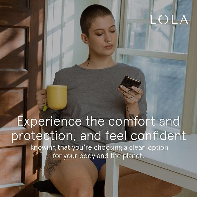 LOLA Non-Toxic Cotton Pads for Women - 36 Count, Regular, Ultra Thin with Wings - Organic Pads & Panty Liners for Women