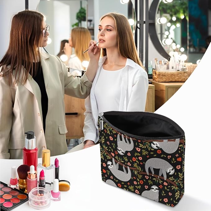Sloth Gifts Makeup Bag, Sloth Stuff Cosmetic Bag Travel Pouch, Sloths Lovers Gifts for Women Girls Daughter Sisters Coworker Best Friend Friendship Graduation Birthday