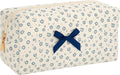 Floral Cotton Makeup Brush Cosmetic Bag for Women, Travel Quilted Zipper Pouch, Large Capacity Flowers Toiletry Organizer, Kawaii Makeup Storage Case, Cosmetic Travel Cloth Bag-Navy Floral