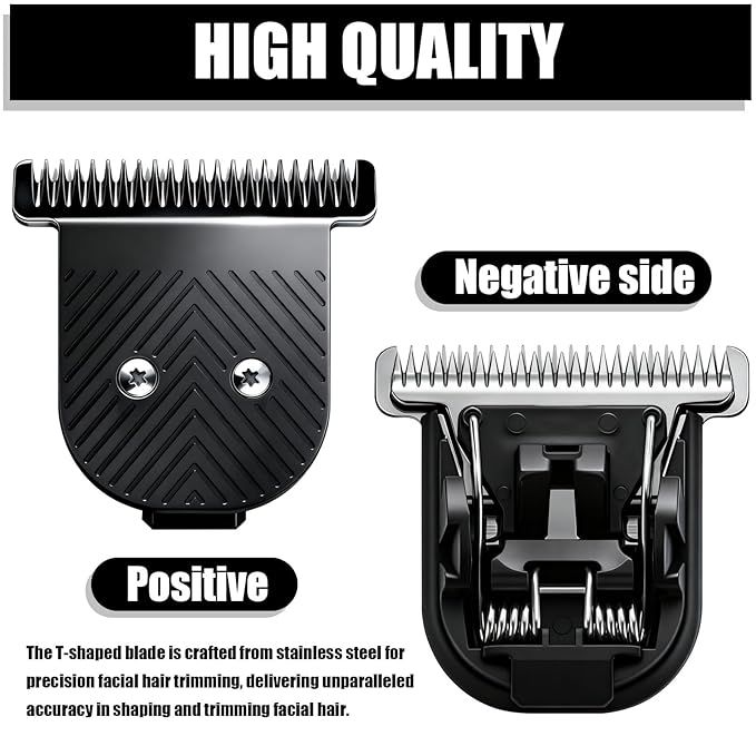Premium Stainless Steel T Blade Replacement for MANSCAPED The Beard Hedger Replacement SkinSafe Trimmer Blade for Precision Facial Hair Trimming (Black-2)