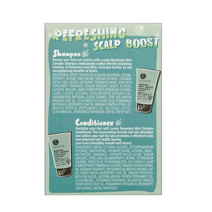 Luseta Rosemary Mint Shampoo and Conditioner Set Travel Kit Strengthen and Nourish Thinning Hair Reduce Frizz for Women and Men 2 x 1.01oz