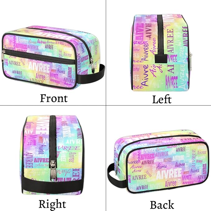 Customized Travel Makeup Toiletry Bag, Waterproof Large Cosmetic Bag Makeup Shaving Bag Organizer Case, Rainbow Colorful Shiny Stars