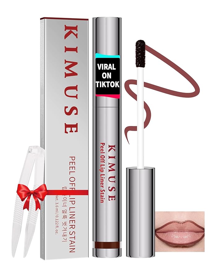 KIMUSE Long-Lasting Lip Stain Peel Off Mask, 12H Smudge-Proof Transfer-Resistant Lip Tint, Vegan & Non-Drying Formula for Bold Matte Finish, Easy Peel Application