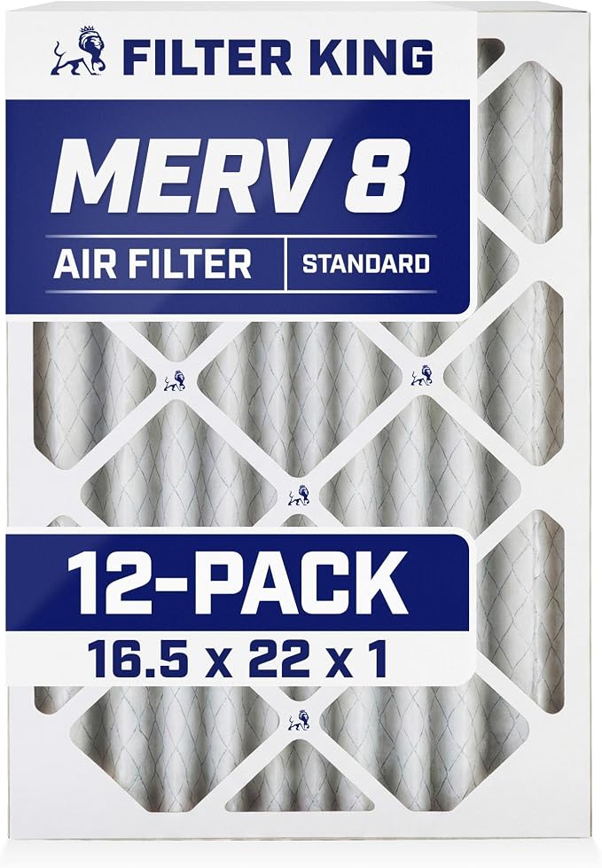 Filter King 16.5x22x1 Air Filter | 12-PACK | MERV 8 HVAC Pleated A/C Furnace by FilterKing