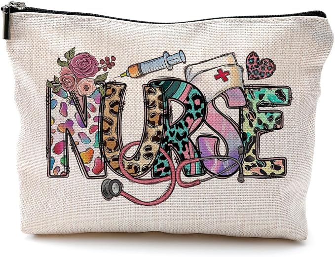 Nurse Makeup Bags,Nurse Gifts for Women,Nurse Cosmetic Bags With Zipper,Nurse Gifts for Nursing Student,Student Nurse Gifts(White)