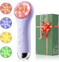 Facial Cleansing Brush Electric Face Scrubber - Rechargeable Face Cleansing Brush with 4 LED Gentle Light Silicone Heat and Vibration Exfoliator Massage Deep Cleansing,IPX7 Waterproof,Ideal Gift﻿