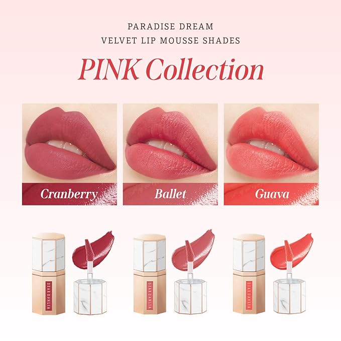 DEARDAHLIA Paradise Dream Velvet Lip Mousse (Ladybug) - Vegan Soft-Matte Lip Tint with Lightweight, Buildable, Long-Lasting Color, Whipped Mousse Texture. Cruelty-Free. 0.21 Fl oz
