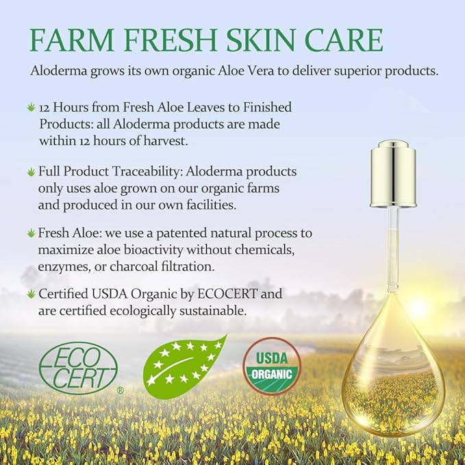 Aloderma Age-Defying Aloe Flower Essence Gel with 24K Gold Leaf, Made within 12 Hours of Harvest - Luxurious Aloe Gel with Allantoin & Hyaluronic Acid for a Shimmering, Youthful Complexion, 7oz 2-Pack