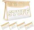Small Boho Straw Clear Stuff Makeup Bags for Women&Girls, Zipper Cosmetic Bag Chenille Varsity Letter Patch Bag, Preppy Cute Toiletry Pouch, Trendy Organizer Storage Bag for Beach Travel Essentials