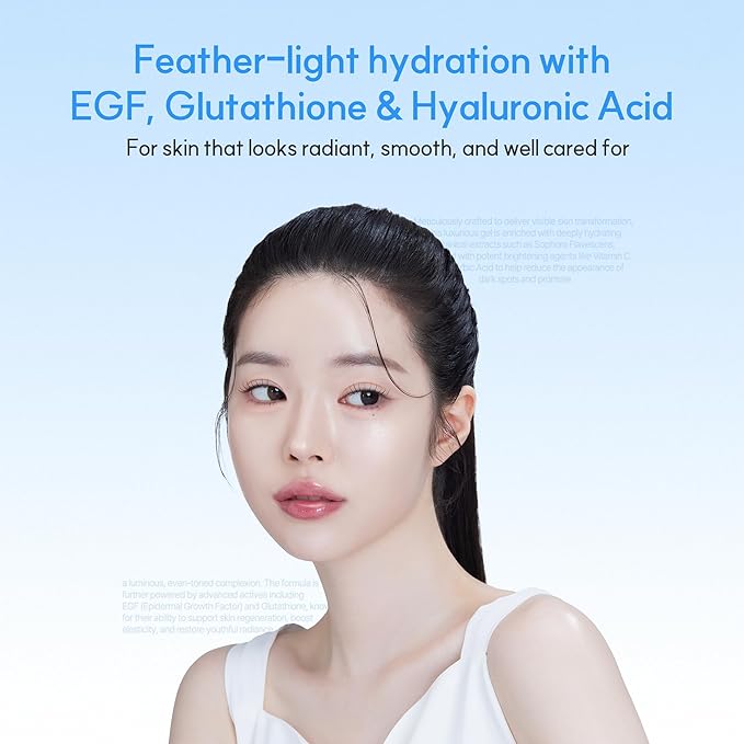 Aqua Pure Gel – Oil-Free Water-Based Korean Facial Moisturizer with Hyaluronic Acid, EGF & Glutathione – Lightweight Hydrating Gel Cream for Oily, Combination & Sensitive Skin