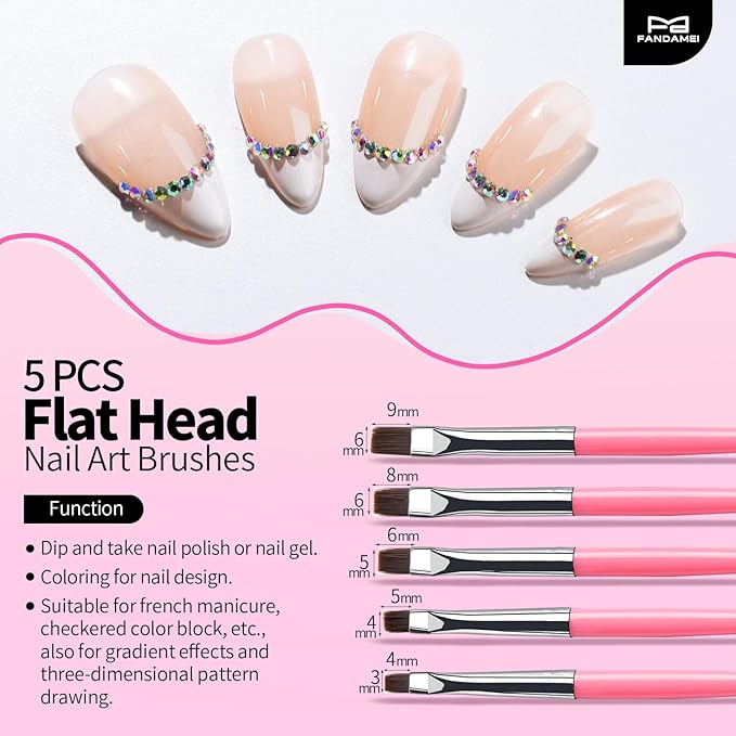 FANDAMEI Nail Art Brushes, Nail Brush Set With Nail Stand, Nail Holder For Painting Nails, Nail Art Tools, Nail Design Tools, 11PCS Nail Brushes For Nail Art, Nail Dotting Tool, Nail Art Palette, Pink