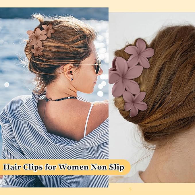 Ondder Hair Clip - Flower, 4 Pcs, 4.5 Inches, Large Matte, Claw, for Women & Girls, Thick Hair, Hair Accessories