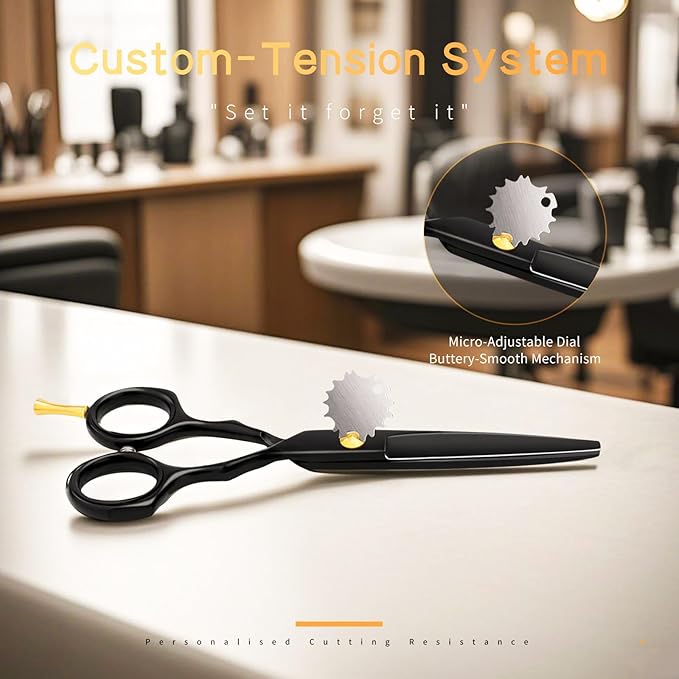 Purple Dragon 5.5 inch Hair Cutting Scissors Set with Razor, Leather Scissors Case, Barber Hair Cutting Shears Hair Thinning/Texturizing Shears for Professional Hairdresser or Home Use (Black)