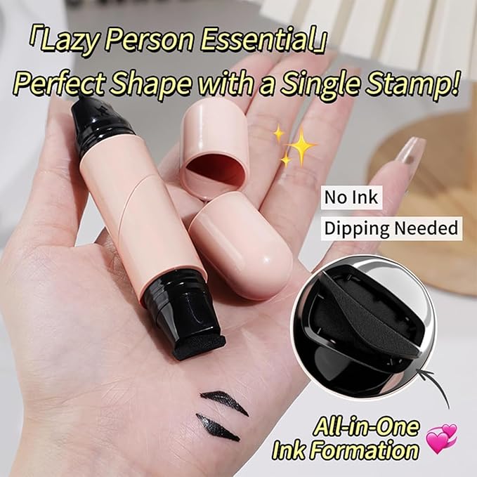 Foldable Eyeliner Stamp,Winged Eyeliner Stamp,Gel Eye liner Pencil Set for Perfect Wings,Smudge Proof & Waterpoof Eye Liner,Easy Eye Stencil Makeup Tool (2PCS-Brown)