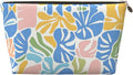Womens Leather Makeup Bag Cosmetic Bag Travel Toiletry Bags Make Up Bags for Women Adult (Boho-Coral 1)