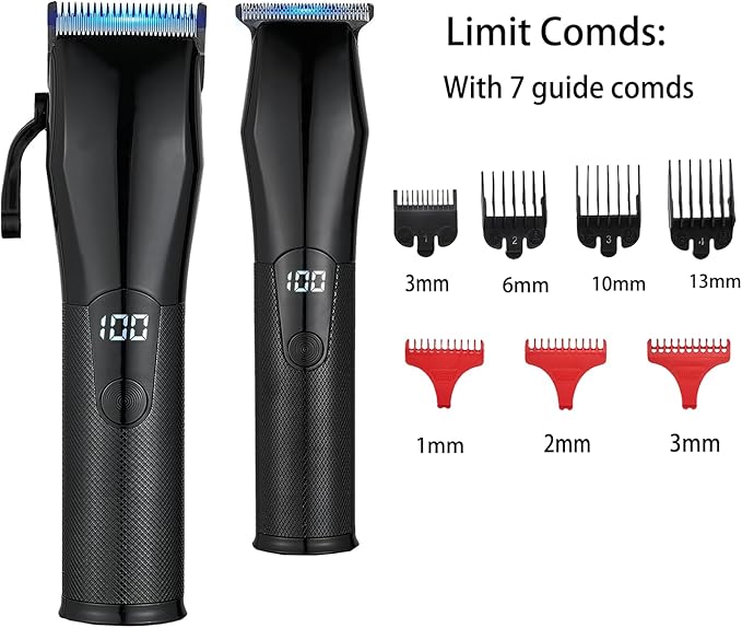 AIJALY Hair Clippers for Men, Cordless Clippers for Hair Cutting, Mens Hair Clippers and Trimmer Kit，Black