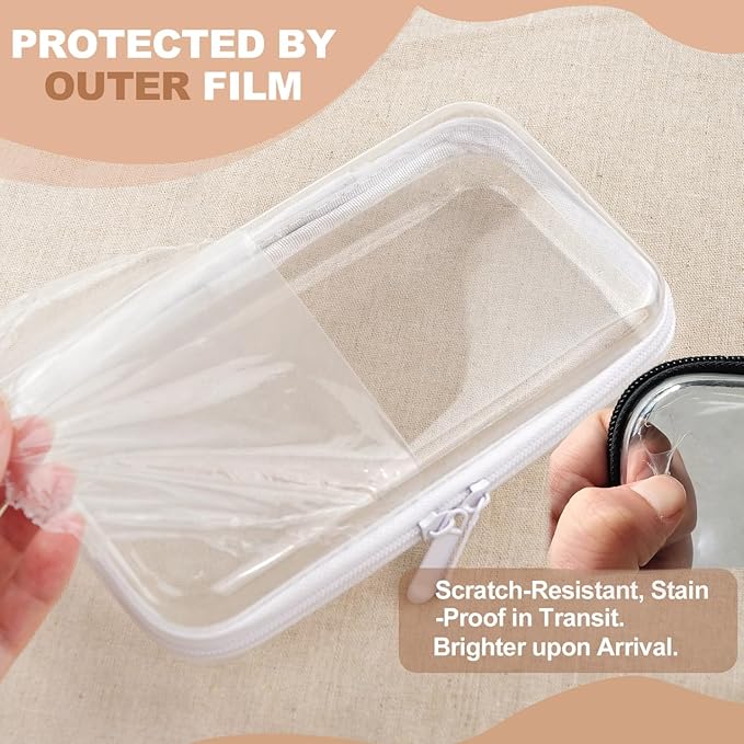 3pcs Clear Hard Shell Zipper Case, Transparent Hard Plastic Zipper Pouches, Portable Travel Organizer, Clear Toiletry Bag, Craft and Arts Organizer, Toy Storage Bins, Stackable Hard Side Plastic Case