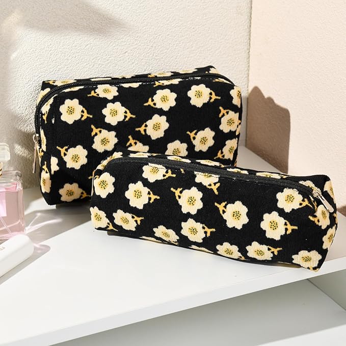 SOIDRAM Floral Cosmetic Bag - Large Capacity Makeup Bag and Brush Storage Travel Organizer