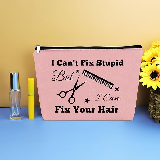 Hairdresser Gifts Hair Stylist Makeup Bag Hair Dresser Cosmetic Bags for Women Hairstylist Funny Gift for Hairdresser Purple Cosmetic Pouch Travel Makeup Case Christmas Graduation Birthday Present