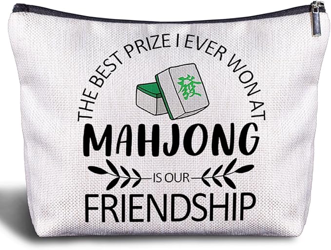 Mahjong Gifts Cosmetic Bag - Mahjong Makeup Bag Women's Zippered Bag, Friendship Gifts for Mah Jong Lover