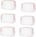 6 Packs Clear Cosmetics Bags for Women Men Waterproof Toiletry Bags PVC Makeup Bags Organizer Case with Zipper for Travel Bathroom (6 pink Colors)