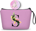 Women Birthday Unique Bride to be Bridal Shower Initial Gifts for Mom Sister Friend Her Teacher Aunt Makeup Cosmetic Bag with Mirror Mothers Day Christmas Graduation S