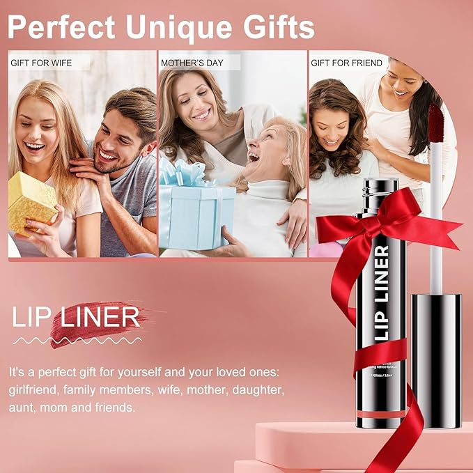 OETUIOW Lip Stain Long Lasting & Waterproof Lip Liner, Non-Stick Cup Highly Pigmented Natural Finish, Lip Gloss for All-Day Color Hold (Black)