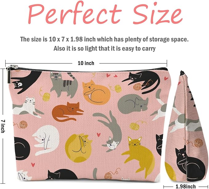 Cat Lover Gifts 2 PCs Makeup Bag, Cat Themed Gifts for Cats Owner Women Girls Daughter Best Friend Sisters Friendship Graduation Birthday, Cats Cosmetic Bag Travel Pouch