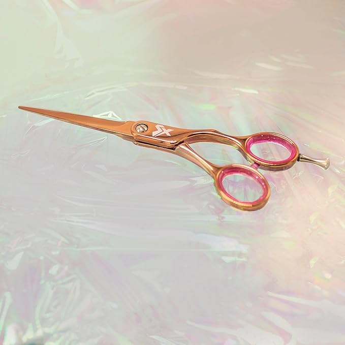Cricket Shear Xpressions 5.75" Professional Hair Cutting Scissors - Barber Scissors, Japanese Stainless Steel, Comfort Silencer, Ideal for Stylists and Home Use, Hey Rosie - Rose Gold