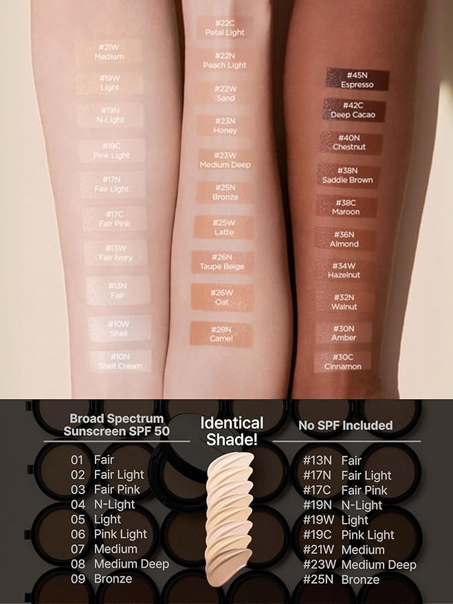 JUNG SAEM MOOL Essential Skin Nuder Cushion 32N Walnut 0.49 Fl Oz, No Refill, Natural Radiant Finish Cushion Foundation with Buildable Coverage, Lightweight Texture, Korean Foundation Makeup
