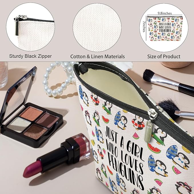 Cute Penguin Makeup Bag Penguin Gifts Penguins Party Favors Stuff Decor Funny Travel Toiletry Bag for Women Best Friends Girls Animal Penguins Lovers Daughter Sister Camping Birthday Christmas