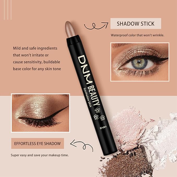 Colorful Shimmery Eye Shadow Stick Glittering Eye Shadow Stick Set with Retractable and Waterproof Eyeshadow Pencil for Long-Lasting Makeup Eyeshadow (Type A 8 Pcs)