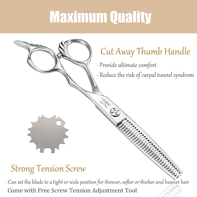 JASON 6" Blending Hair Scissors, 30 Teeth Hair Thinning Scissor Professional Trimming Hair Cutting Shears for Barber, Hairdresser, Stylist, Women and Men, Japanese 440C Stainless Steel Christmas Gift