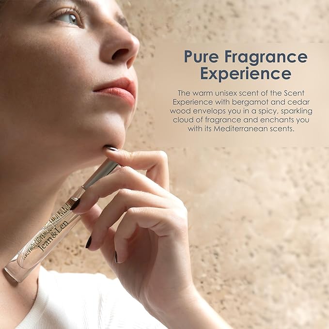 Jean & Len Scent Experience Cedarwood & Bergamot, eau de toilette with bergamot & cedarwood fragrance, practical mini perfume, ideal for on the go, minimalistic glass flacon, 0.34 Fl. Oz.