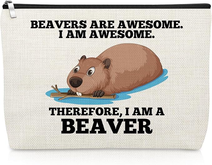 Beaver Gifts for Women Makeup Bag for Beaver Lovers Inspirational Gifts for Best Friend Cosmetic Bag Christmas Birthday Presents for Animal Lover Daughter Sister Coworker Travel Cosmetic Pouch