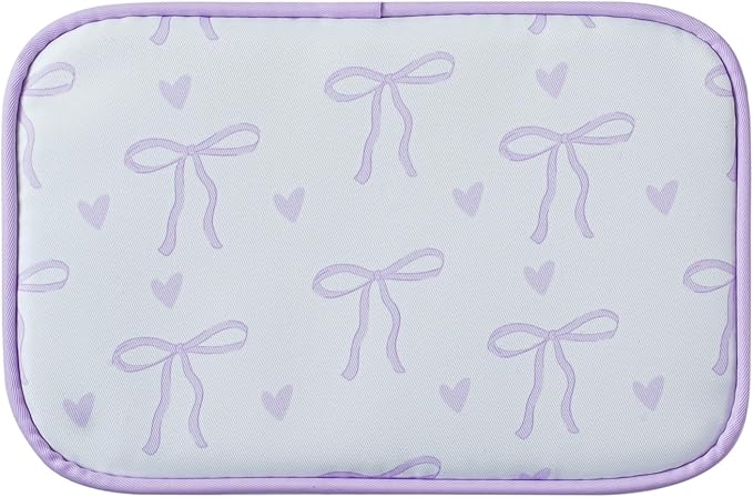 Cute Clear Makeup Bag with Bow Pattern,Transparent Nylon Travel Cosmetic Case with Zipper,Portable Makeup Organizer Pouch for Essentials(03Purple)