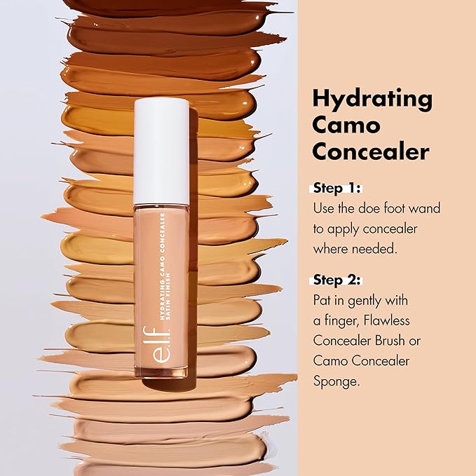 e.l.f. Hydrating Camo Concealer, Covers Blemishes & Under-Eye Circles, Full-Coverage & Delivers A Satin Finish, Vegan & Cruelty-Free, Fair Warm