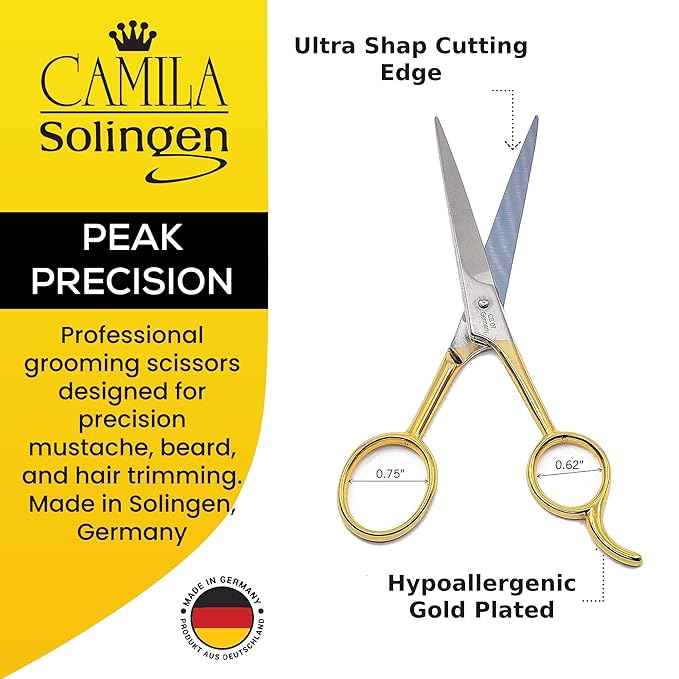 CS07 Hair Scissors Professional 5 Inch Very Sharp Grooming Scissors. Razor Edge Barber Hair Cutting Scissor. Stainless Steel Hair Cutting Shears for Salon. Made of in Solingen Germany
