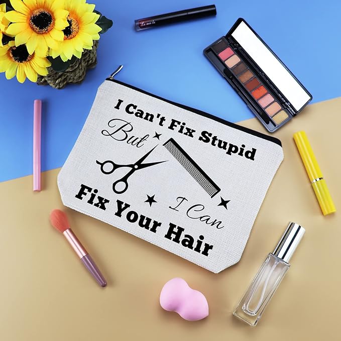 Hairdresser Gifts Hair Stylist Makeup Bag Hair Stylist Gifts Cosmetic Bags Funny Hair Dresser Gift Cosmetic Pouch Zipper Makeup Case Christmas Inspirational Graduation Gift for Hairdresser