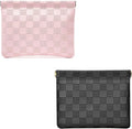 Leather Pocket Cosmetic Bag for Purse,Coin Purse Lipstick Cosmetic Accessories Organizer, Travel Kit Storage Pouch,Waterproof Portable No Zipper Self-closing (Black+Pink)
